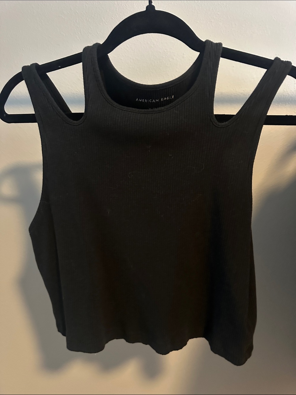 American Eagle Outfitters Black Ribbed Double-Strap Tank